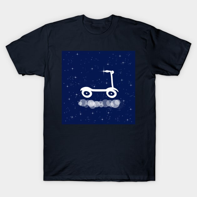 scooter, sport, walk, active lifestyle, transportation, technology, light, universe, cosmos, galaxy, shine, concept T-Shirt by grafinya